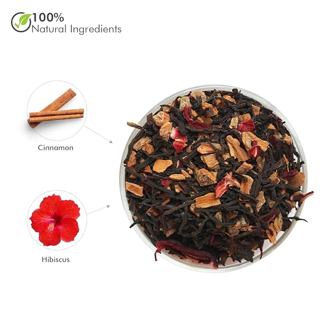 CelesTe Tropical Paradise, Hibiscus Tea Loose Leaf - Premium Blend with Hibiscus Flower and Cinnamon | 100% Natural Loose Leaf Black Tea (1.76 oz) (50 gm) (25 Cups)
