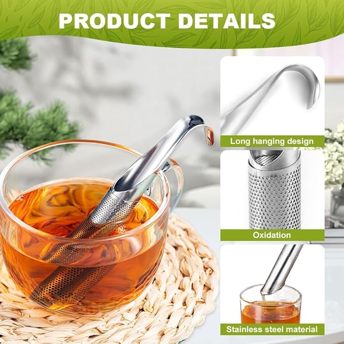 Stainless Steel Tea Diffuser, Loose Leaf Tea Steeper Tea Infuser, Universal Fine Holes Tea Interval Diffuser with Hanging Hook Handle, Fine Holes Tea Interval Diffuser for Loose Tea Leaf Coffee Herbs