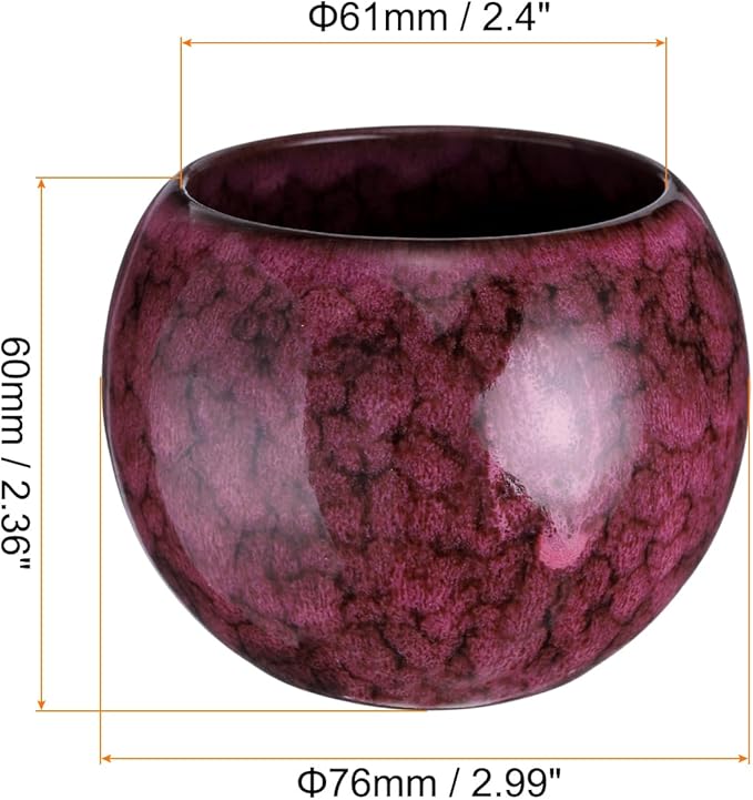 HARFINGTON 2pcs Chinese Japanese Ceramic Teacups 5.07 Oz Handmade Gong Fu Tea Set Ceramic Glaze-Changed No Handle Small Tea Cup for Mate Tea Coffee Wine Drinks Home and Gifts, Red