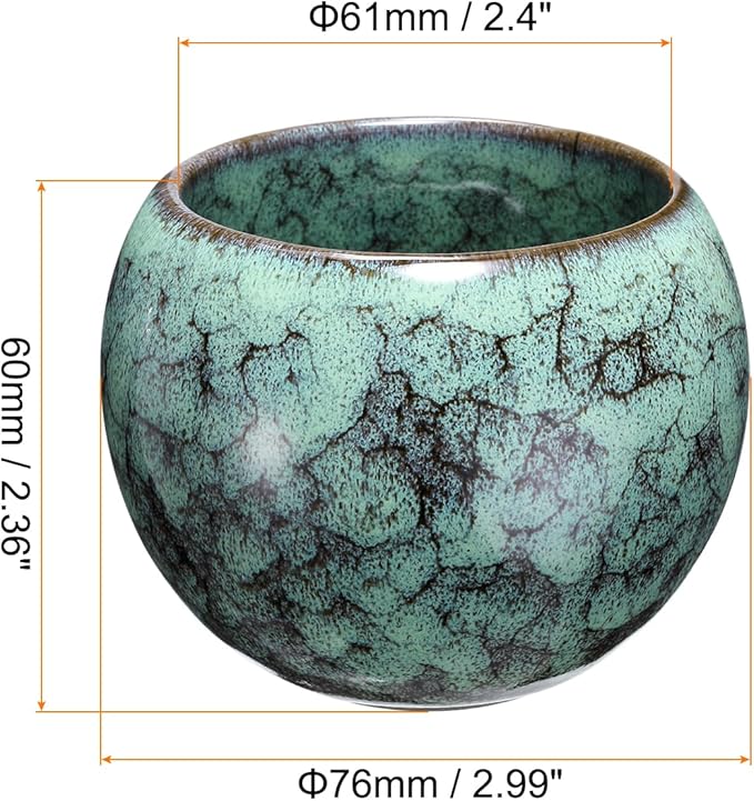 HARFINGTON 2pcs Chinese Japanese Ceramic Teacups 5.07 Oz Handmade Gong Fu Tea Set Ceramic Glaze-Changed No Handle Small Tea Cup for Mate Tea Coffee Wine Drinks Home and Gifts, Green