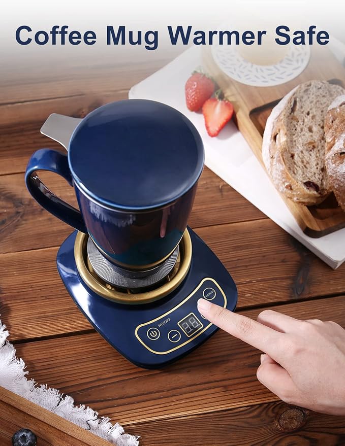 Tea Cup with Infuser and Lid, 17 oz Large Tea Infuser Mug with 2 Lids, Ceramic Teacups for Women, Men, Kids, Loose Leaf, Gifts