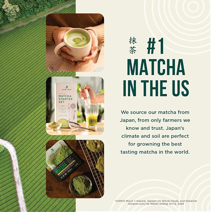 Jade Leaf Matcha Organic Premium Ceremonial Grade Matcha Green Tea Powder - Japanese - Culinary, Ingredient, Ceremonial Barista Teahouse, Latte, Collagen, 1.06 Ounce (Pack of 1), Culinary