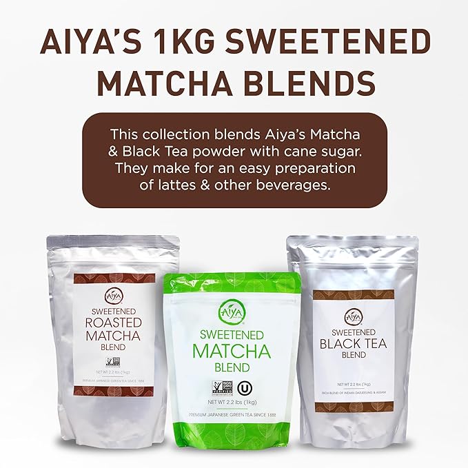 Aiya Sweetened Black Tea Blend | Indian Black Tea with Cane Sugar | Quick & Easy Mix for Lattes, Smoothies | 1kg Bag (2.2 lbs)