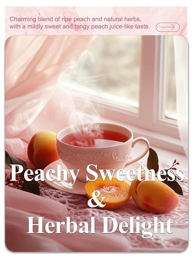 LOOMICA Peach Herbal Tea, Caffeine-Free, Peach Tea Bags with Rosehip, Hibiscus, Chamomile & Orange Peel, Naturally Balanced Sweet & Tangy, Refreshing Fruity Herbal Blend, No Artificial Sugar, 20 Counts (Pack of 2)