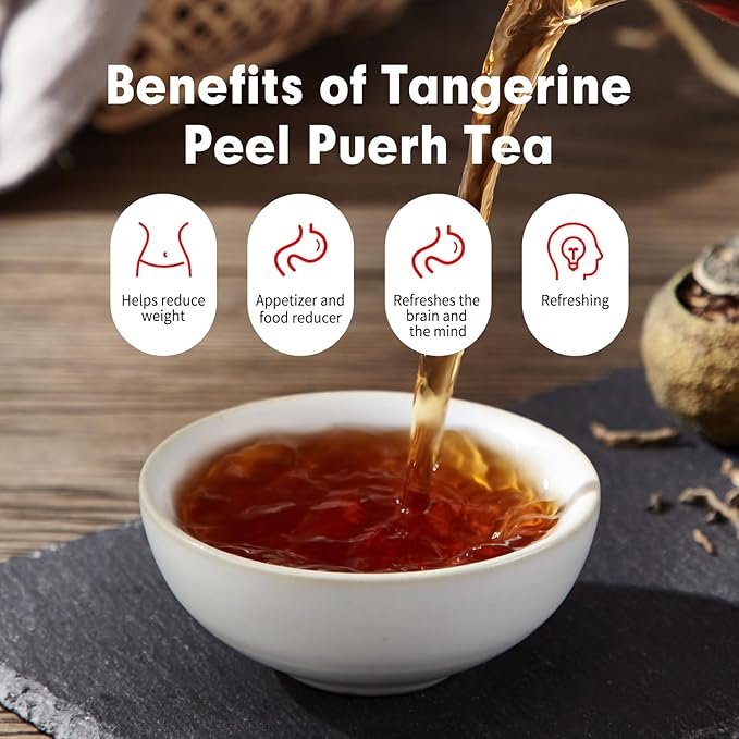 YUANSHENG Puerh tea Premium Tangerine Peel Pu-erh tea 3.52oz(100g), Xiao Qing Gan Puerh Xinhui ChenPi Pu'er Citrus with Strong Citrus Scent, Fermented Menghai Puer陈皮普洱茶 普洱小青柑 广东新会小青柑 云南勐海普洱茶