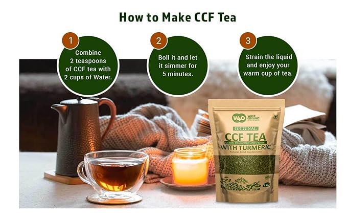 CCF Tea (Cumin, Coriander, Fennel) with Turmeric - Digestive Tea to Support Natural Detoxification 8 Ounces (Pack of 2)
