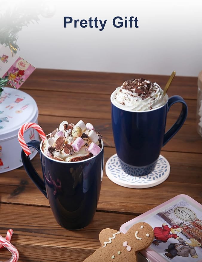 Tea Cup with Infuser and Lid, 17 oz Large Tea Infuser Mug with 2 Lids, Ceramic Teacups for Women, Men, Kids, Loose Leaf, Gifts