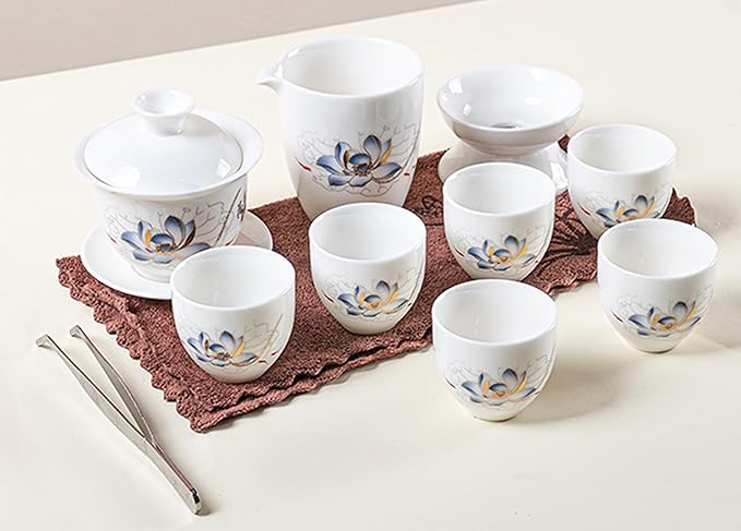 Gaiwan Chinese Gongfu Tea Set,6 cups Portable Tea Set Suitable for home use, travel, and office use