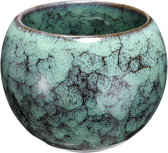 HARFINGTON Chinese Japanese Ceramic Teacups 5.07 Oz Handmade Gong Fu Tea Set Ceramic Glaze-Changed No Handle Small Tea Cup for Mate Tea Coffee Wine Drinks Home and Gifts, Green