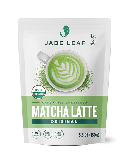 Jade Leaf Matcha Organic Premium Ceremonial Grade Matcha Green Tea Powder - Japanese - Culinary, Ingredient, Ceremonial Barista Teahouse, Latte, Collagen, 5.3 Ounce (Pack of 1), Matcha Latte