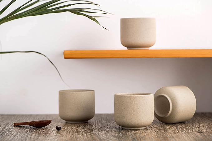 Ceramic teacups set of 4,No Handle Chinese KungFu Tea cups,3.5oz Teacups Japanese Teacup Set,Ceramic Tea Cup,4Pcs