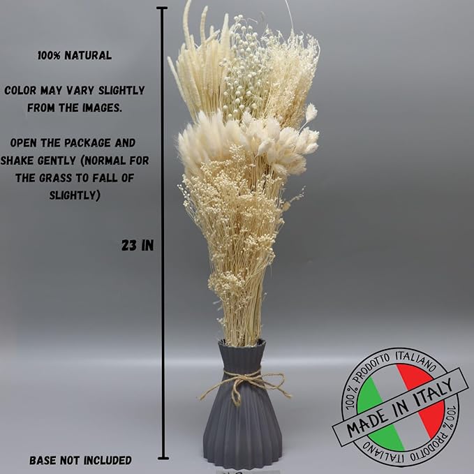 Dried Flower Bouquet & Floral Mix Premium Hand-Packed Natural Dried Plants for Home Decor, Bouquets, and Arrangements – Made in Italy (Orange & Red)