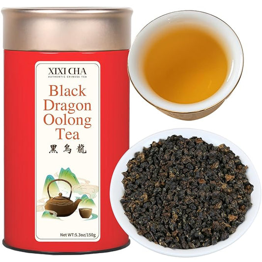 XIXICHA Black Dragon Oolong Tea Loose Leaf Black Oolong Tea Loose Leaf Taiwan High Mountain Taiwan Gaoshan Ulong Tea Taiwanese Tea 150g/5.3oz 黑乌龙 台湾乌龙茶 茶叶