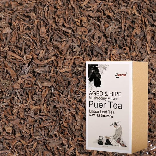 SANRAN Puerh Tea Loose Leaf, Aged Fermented Yunnan Black Puer Tea Bulk, 8.82 Ounce