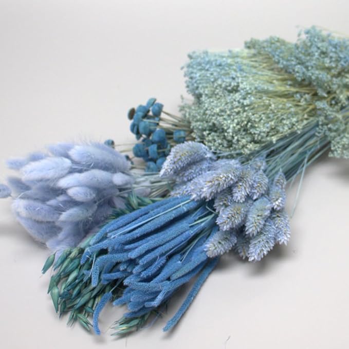 Dried Flower Bouquet & Floral Mix Premium Hand-Packed Natural Dried Plants for Home Decor, Bouquets, and Arrangements – Made in Italy (Blue)