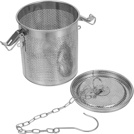 Large Tea Infuser, 5 Inch Tea Strainers for Loose Tea, 304 Stainless Steel Soup Seasoning Filter with Buckled Lid & Chain Hook, Fine Mesh Hole Cooking Filters for Tea, Spice, Soup, Seasoning