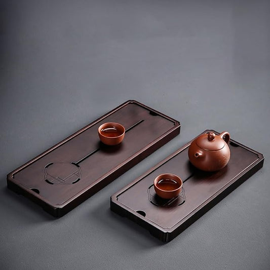 1Pcs Chinese Gongfu Tea Tray Table Box with Water Storage, Wooden Chinese Water Storage Drainage Tea Tray, Simple Decorative Household Tea Serving Tray(Small)