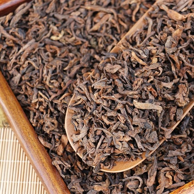 SANRAN Puer Tea Loose Leaf, Ripe Pu'erh Tea, Aged Black Pu'er Tea, 8.82oz