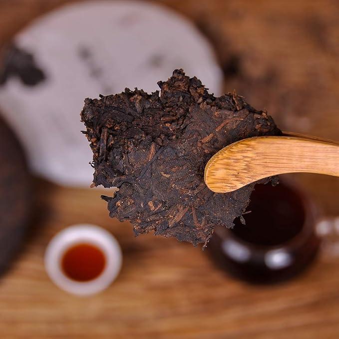 SANRAN Puerh Tea Cake, Aged Ripe Pu Erh Tea, Chinese Yunnan Puer Tea Cake, 12.6oz/Pack