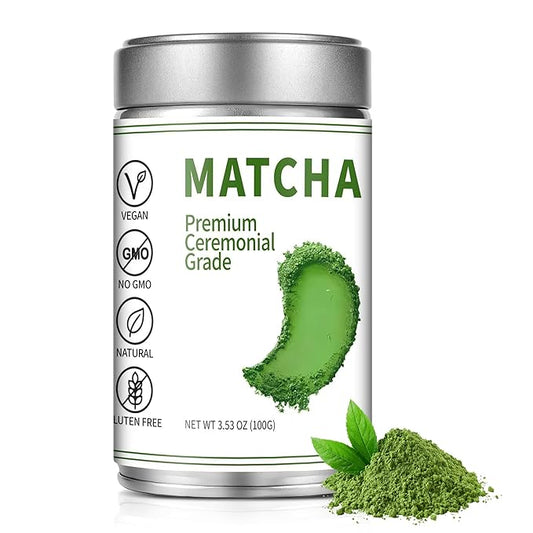Premium Ceremonial Grade Matcha Powder - 100% Organic First Harvest Japanese Green Tea, Stone-Milled for Lattes & Tea Ceremonies (100g / 3.53oz)