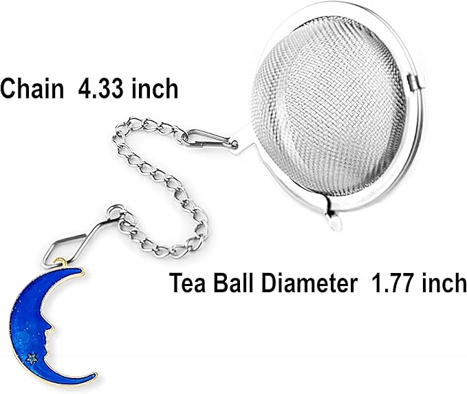 2pcs Tea Infuser, Tea Strainers for Loose Tea, Gold Plated Enamel Moon Star Celestial Charm Pendant Tea Ball Set Loose Tea Steeper Gifts for Women