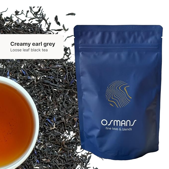 Osmans Creamy Earl Grey Black Tea – Premium Loose Leaf, Bergamot & Vanilla Blend, Smooth & Aromatic, 3oz