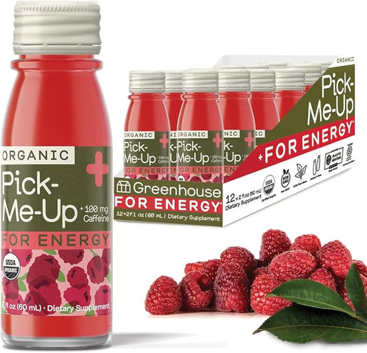 Greenhouse Juice Organic Energy Shot Pick-Me-Up Wellness Shot with Yerba Mate + Green Tea & Caffeine Energy Immunity Shots Vegan & Gluten-Free (2 Oz, Pack of 12)