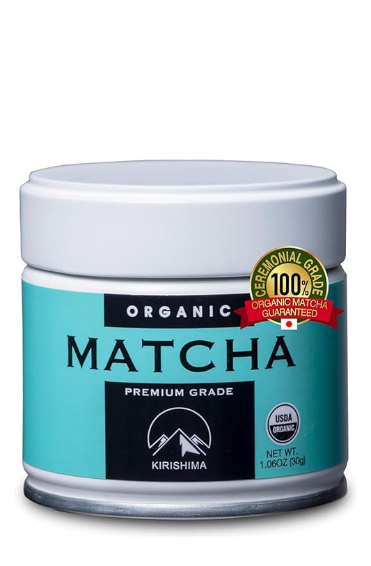 Kirishima Kagoshima Matcha, Organic Green Tea Powder, Ceremonial Grade, Teahouse Edition Premium First Harvest, Japanese origin (1.06 Ounce Tin)