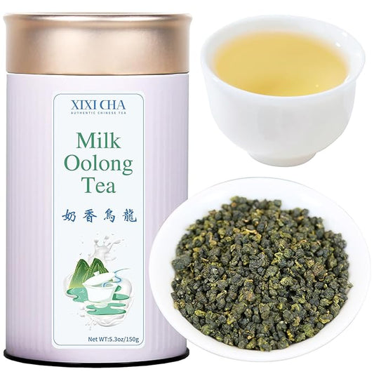 XIXICHA Milk Oolong Tea Loose Leaf Jin Xuan Milk Oolong Taiwan Tea High Mountain Taiwan Gaoshan Ulong Taiwanese Natural Creamy Aroma,Taste 5.3oz/150g 台湾茶 奶香乌龙茶 茶叶