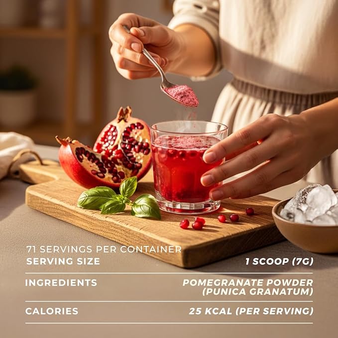 Gya Tea Co Pomegranate Powder 1.1lb (17.64 Oz) – 100% USDA Organic Freeze-Dried Whole Fruit – Antioxidant Rich Superfood For Drinks & More – Immunity & Energy Boost – Non-GMO, Gluten-Free, Sugar-Free