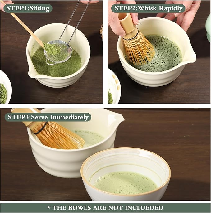 Matcha Whisk Set with Bamboo Whisk Matcha Whisk Holder Bamboo Scoop and Tea Spoon 4 Pcs Matcha Making Kit Japanese Tea Tools For Christmas Gift