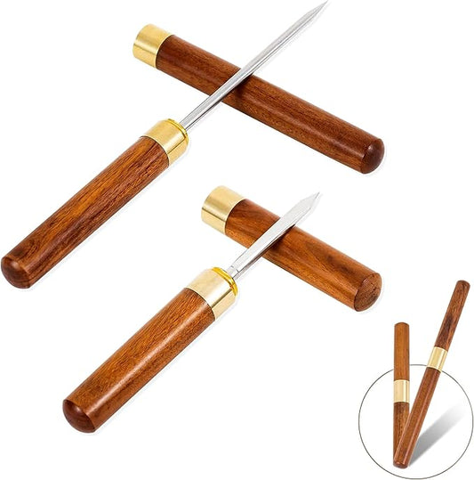 2-Pack Ice Picks with Non-Slip Wooden Handle – Stainless Steel Ice Breaker Tool with Cover for Freezers, Tea Knife, and More