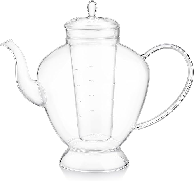 Teabloom Grand Bouquet Glass Teapot with Microdot Glass Infuser – Elegant 50oz Borosilicate Teapot for Whole Leaf & Blooming Teas – A Pure & Visual Tea Experience – Tea Purist's Choice