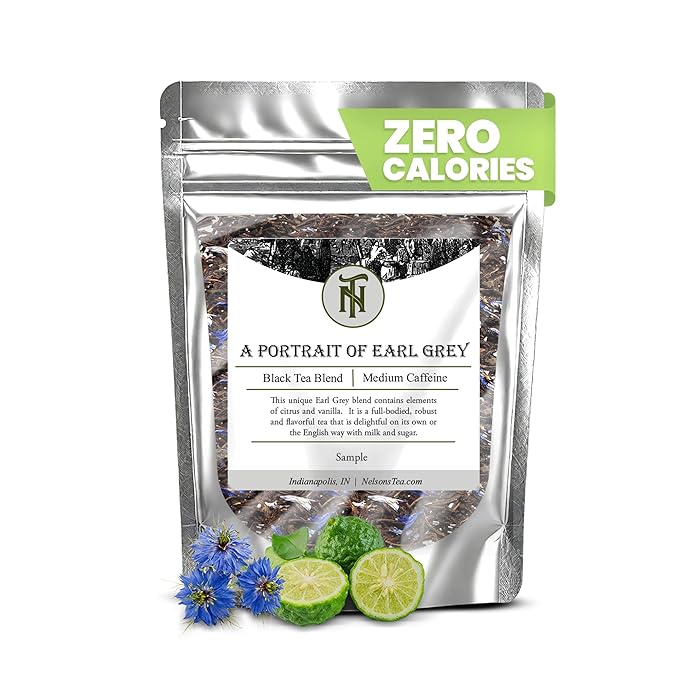 Nelson's Tea - A Portrait of Earl Grey Loose Leaf Black Tea Infused with Cornflower Petals and Bergamot Flavor - Premium Loose Leaf Tea Leaves for Exquisite Tea Experience - Discover the Richness of Black Tea in Every Sip (Sample 0.4 Oz)