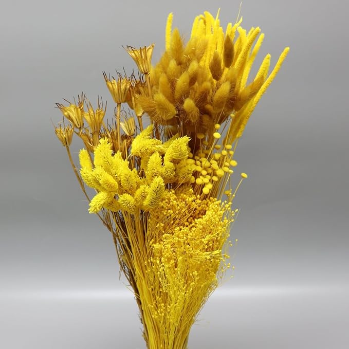 Dried Flower Bouquet & Floral Mix Premium Hand-Packed Natural Dried Plants for Home Decor, Bouquets, and Arrangements – Made in Italy (Yellow)