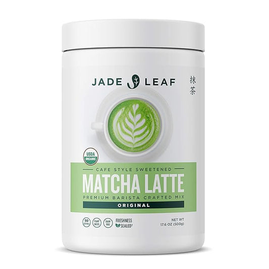 Jade Leaf Matcha Organic Premium Ceremonial Grade Matcha Green Tea Powder - Japanese - Culinary, Ingredient, Ceremonial Barista Teahouse, Latte, Collagen, 17.6 Ounce (Pack of 1), Matcha Latte