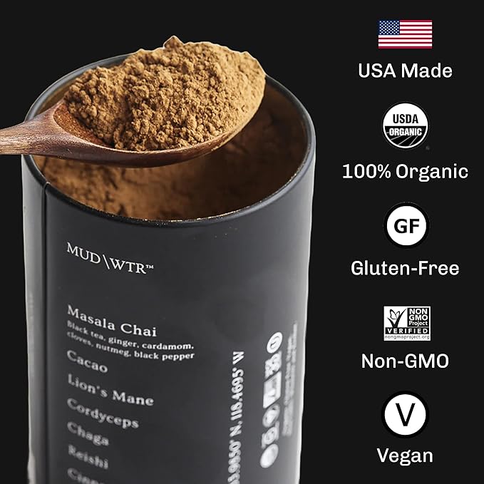 MUDWTR Original Mushroom Coffee Alternative | 2,240mg USA Grown & Adaptogenic Mushrooms | USDA Organic | Lion's Mane, Cordyceps, Chaga & Reishi | Energy, Focus & Immunity Support | 30 Servings