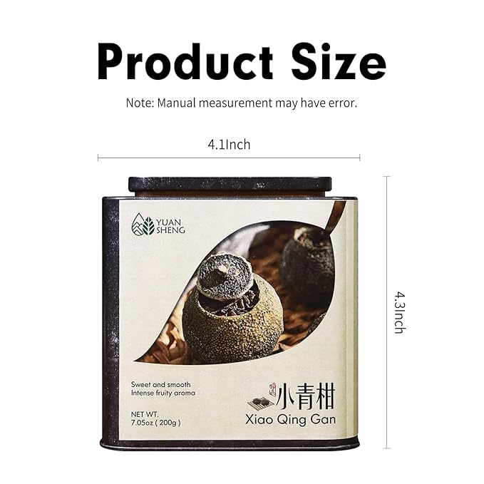 YUANSHENG Puerh Tea Premium Tangerine Peel Pu-erh Tea 7.05oz(200g), Xiao Qing Gan Puerh Xinhui ChenPi Pu'er Citrus with Strong Citrus Scent, Fermented Menghai Puer陈皮普洱茶 普洱小青柑 广东新会小青柑 云南勐海普洱茶