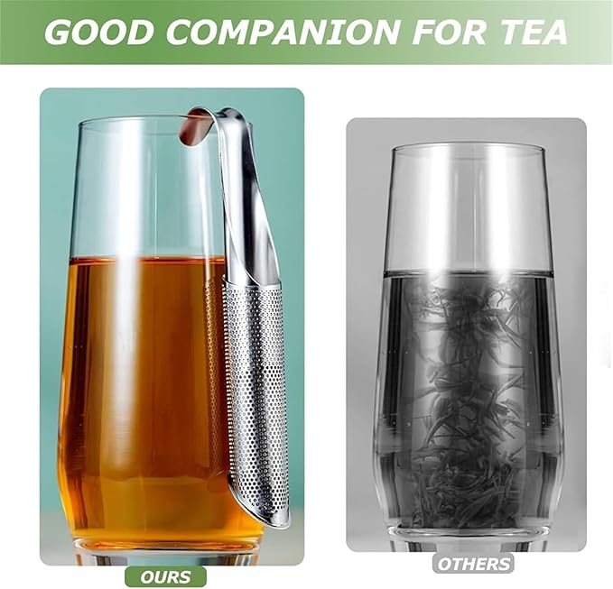 Stainless Steel Tea Diffuser, Loose Leaf Tea Steeper Tea Infuser, Universal Fine Holes Tea Interval Diffuser with Hanging Hook Handle, Fine Holes Tea Interval Diffuser for Loose Tea Leaf Coffee Herbs