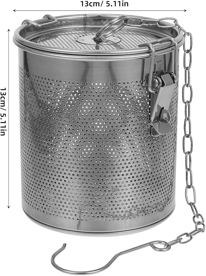 Large Tea Infuser, 5 Inch Tea Strainers for Loose Tea, 304 Stainless Steel Soup Seasoning Filter with Buckled Lid & Chain Hook, Fine Mesh Hole Cooking Filters for Tea, Spice, Soup, Seasoning