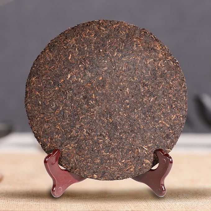 SANRAN Puer Tea, Aged Puerh Tea Cake, Ripe Pu Erh Black Tea, Year 2017, 12.60oz