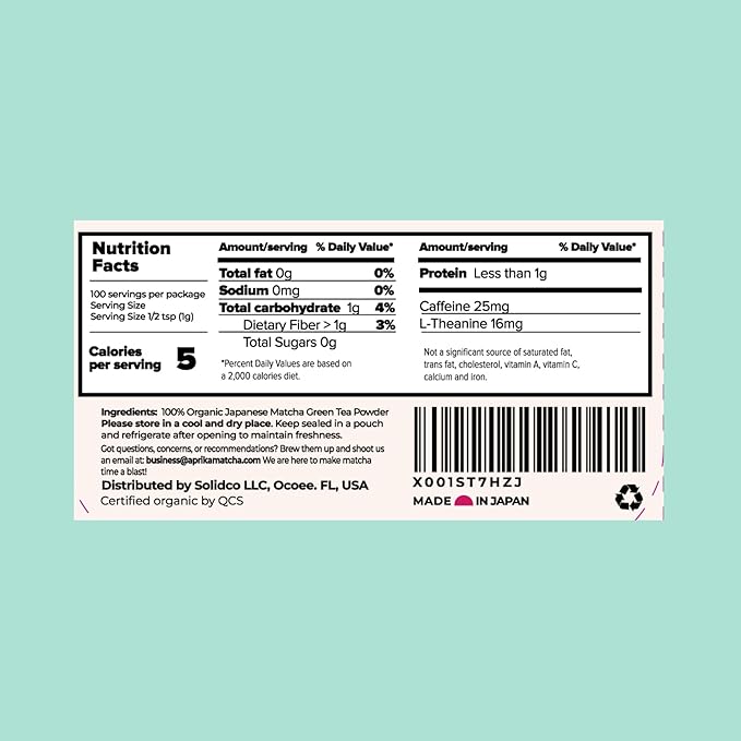 AprikaLife Organic Matcha Powder, USDA & JAS Certified, No Sugar Added, Authentic Japanese Cafe Grade Matcha Green Tea Powder Perfect for Matcha Lattes, Smoothies & Baking, 3.5 oz/100g