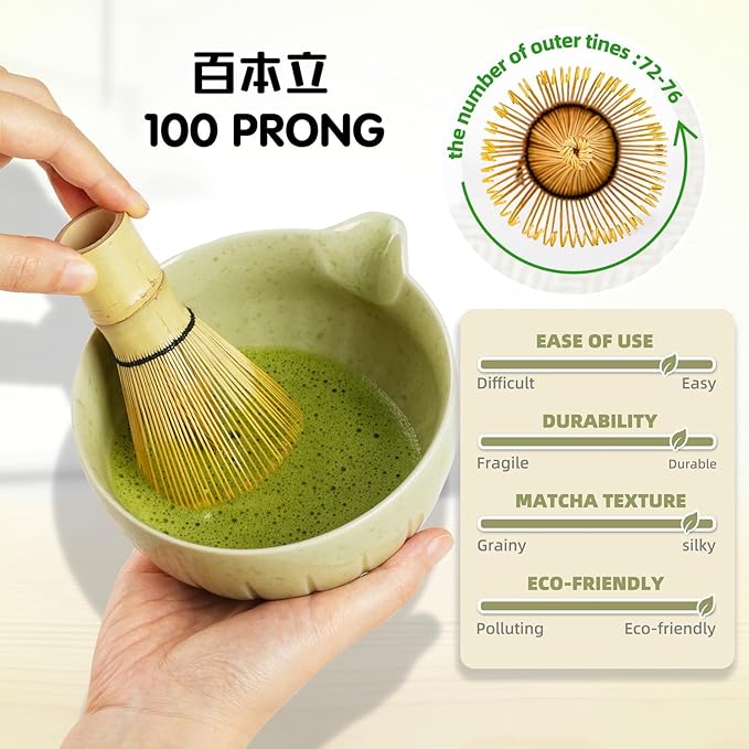 Matcha Whisk Set - 5PCS Japanese Tea Set Includes Matcha Bowl with Spout, Bamboo Whisk with Ceramic Holder, Bamboo Scoop and Sifter, Matcha Kit for Ceremony, Gift for Family/Friend (Pink/5PC)