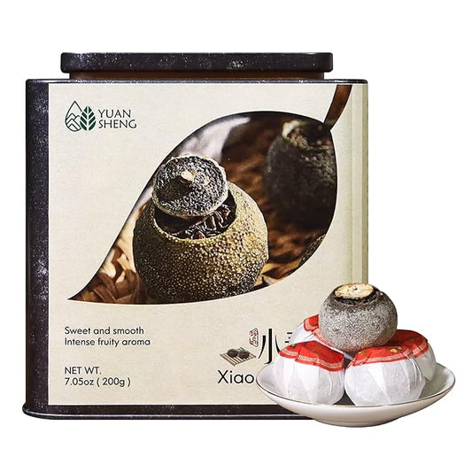 YUANSHENG Puerh Tea Premium Tangerine Peel Pu-erh Tea 7.05oz(200g), Xiao Qing Gan Puerh Xinhui ChenPi Pu'er Citrus with Strong Citrus Scent, Fermented Menghai Puer陈皮普洱茶 普洱小青柑 广东新会小青柑 云南勐海普洱茶