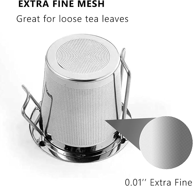2pack Tea Filter, Tea Strainer, Stainless Steel Tea Infuser With Long Foldable Handle, For Loose Leaf Tea And Coffee, Greate For Hanging On Teapots, Mugs, Cups