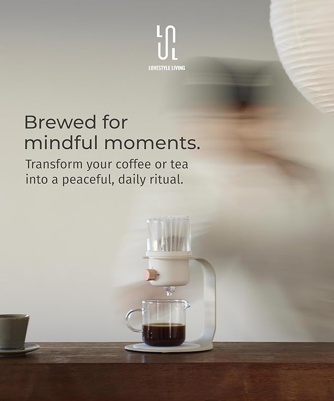 Glass Tea Pot with Infusers for Loose Tea and Drip Coffee Pour Over, Semi Automatic Tea Set with Magnetic Clear Teapot, White