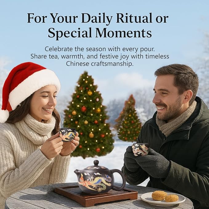 Hand-made Dragon and Phoenix Color-changing Purple Clay Teapot Zisha Tea Pot Kung Fu Tea Set Tea Lover‘s Gift (Teapot+2*Cups)