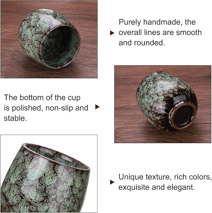 HARFINGTON 2pcs Chinese Ceramic Teacup 5.41oz Traditional Gong Fu Tea Set Japanese No Handle Small Tea Cup for Mate Tea Coffee Wine Drinks, Indigo