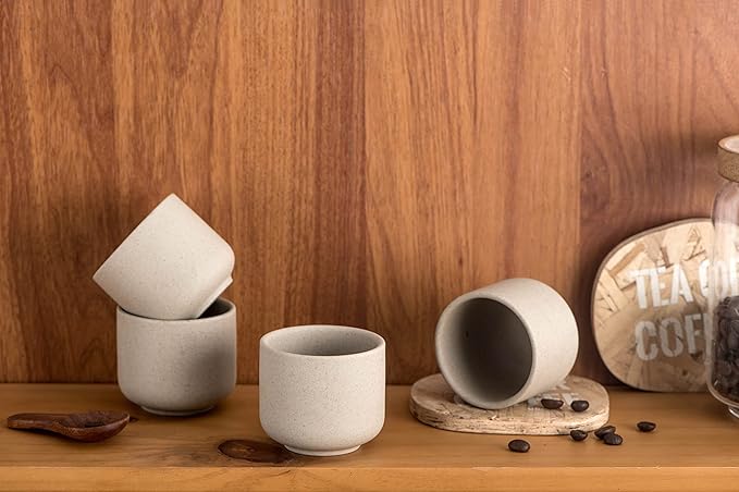 Ceramic teacups set of 4,No Handle Chinese KungFu Tea cups,3.5oz Teacups Japanese Teacup Set,Ceramic Tea Cup,4Pcs