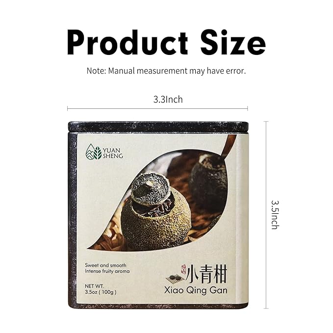 YUANSHENG Puerh tea Premium Tangerine Peel Pu-erh tea 3.52oz(100g), Xiao Qing Gan Puerh Xinhui ChenPi Pu'er Citrus with Strong Citrus Scent, Fermented Menghai Puer陈皮普洱茶 普洱小青柑 广东新会小青柑 云南勐海普洱茶
